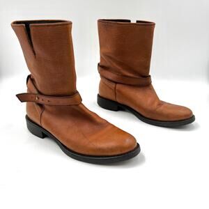 Madewell 1937 Biker Boots Pecan Tan Leather Ankle Booties Western